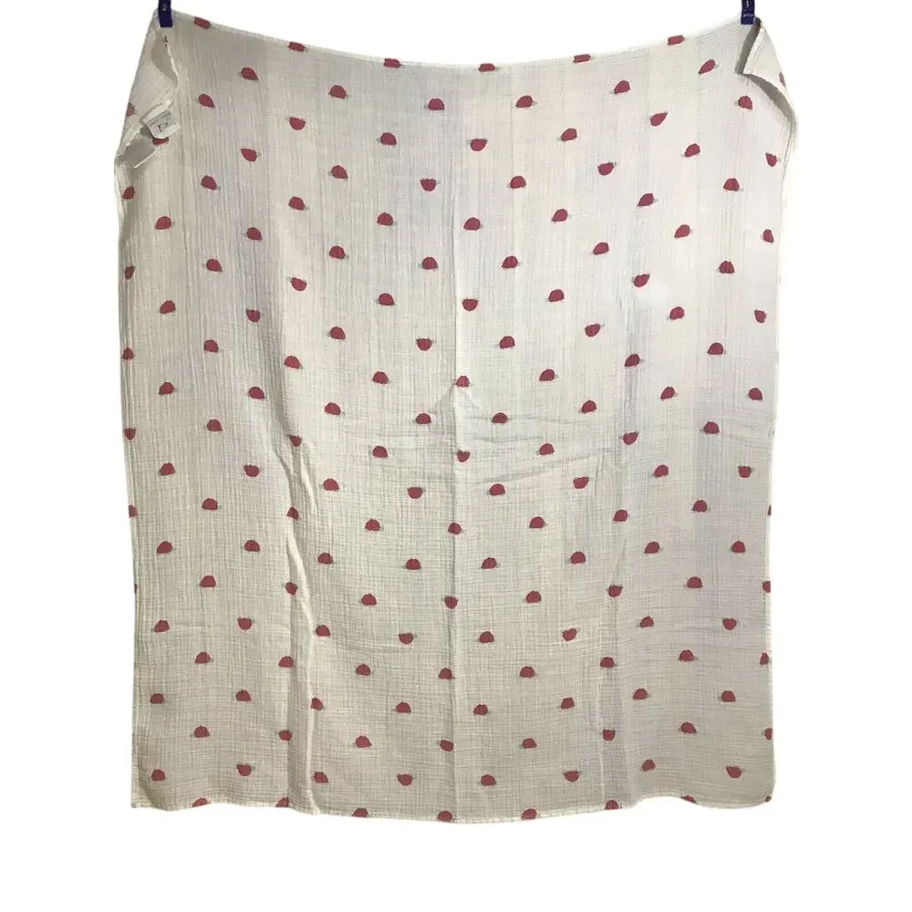 Aden + Anais red green turtle muslin swaddle baby blanket 100% cotton pink RARE